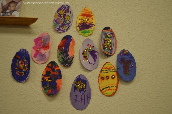 These colorful, pin-pricked eggs adorned our walls all throughout the week.